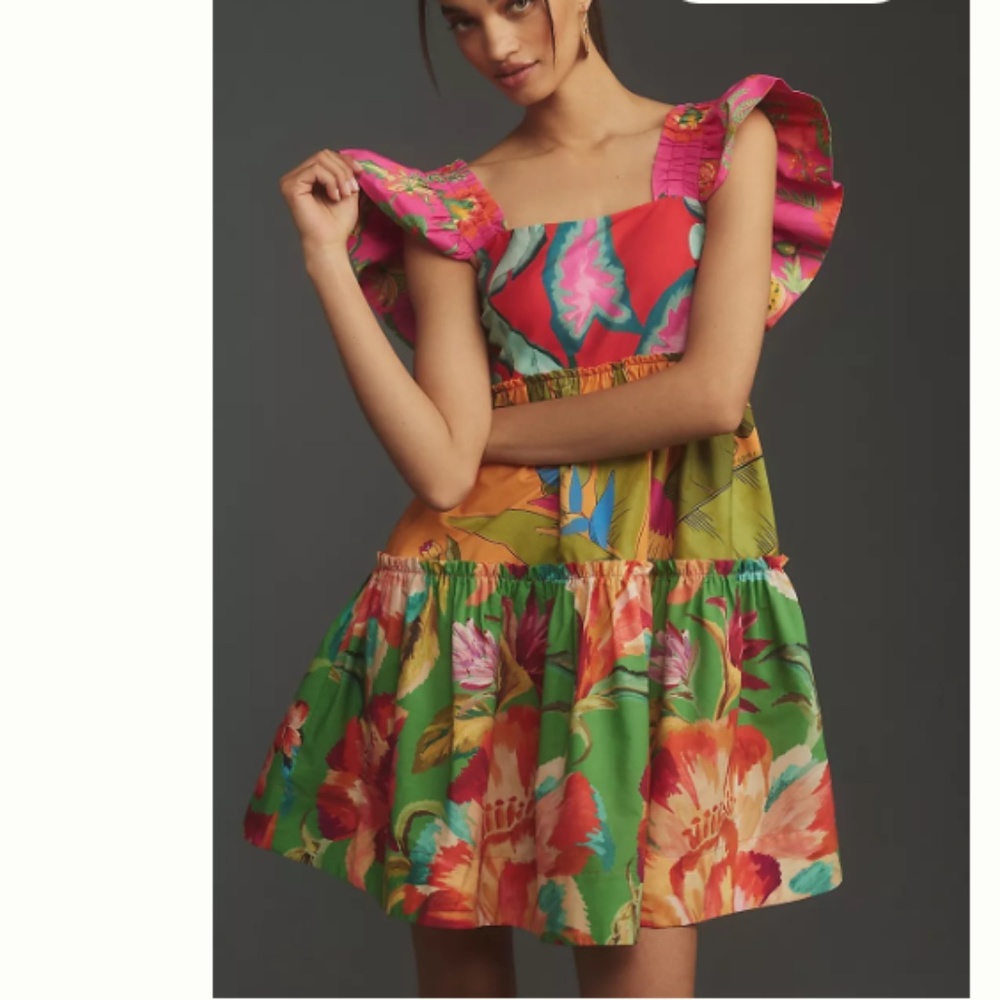 NWT Farm Rio Anthropologie Foliage Mix Mini Dress